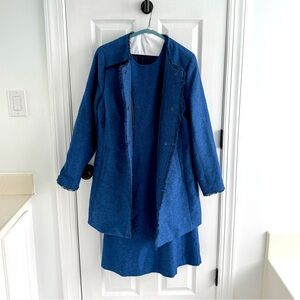 Banana Republic Elegant Blue Women's Coat and Dress Set